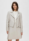 Selected Femme Katie Leather Jacket, Egret