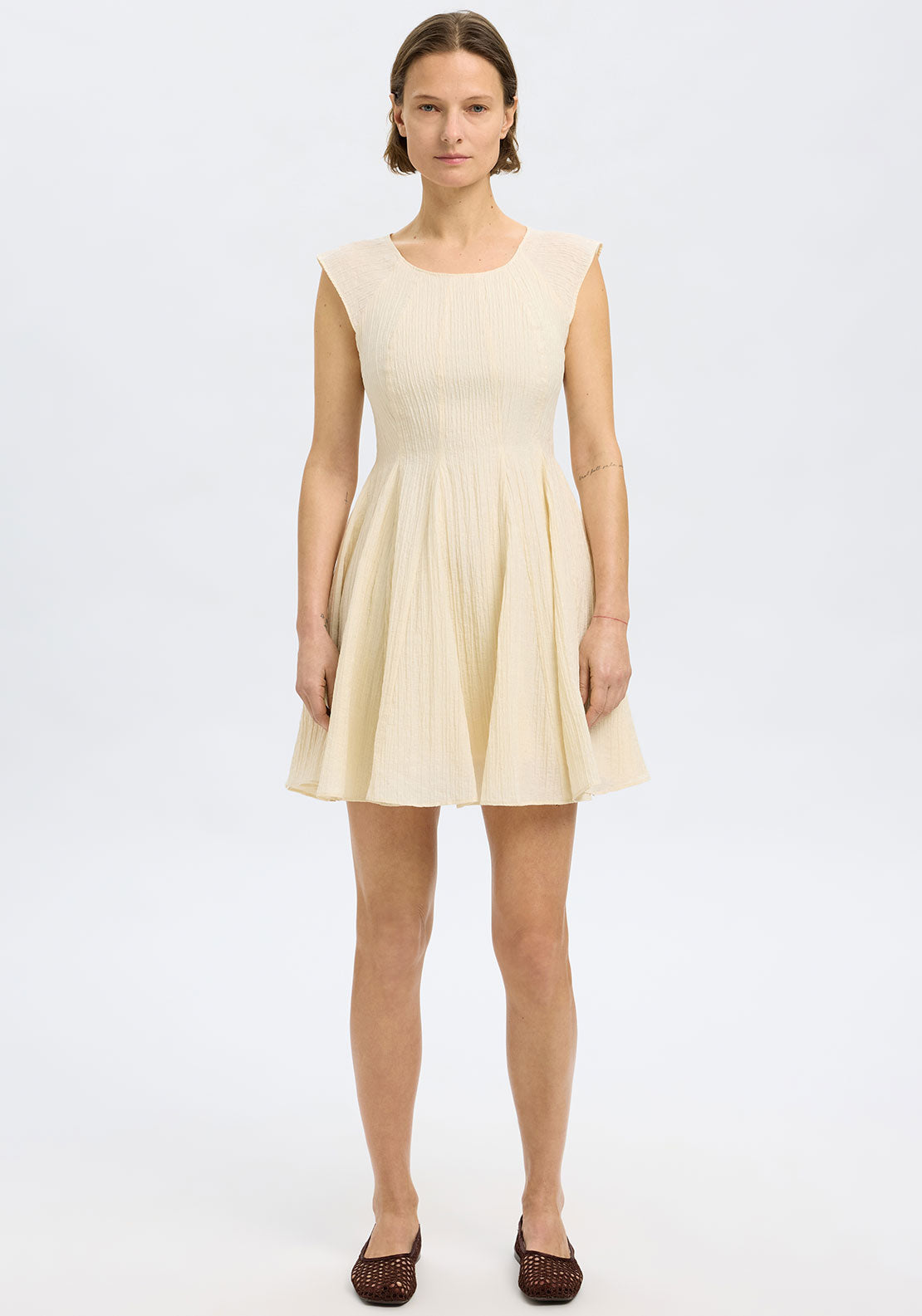 Selected Femme Maddie Textured A-Line Dress, Cream