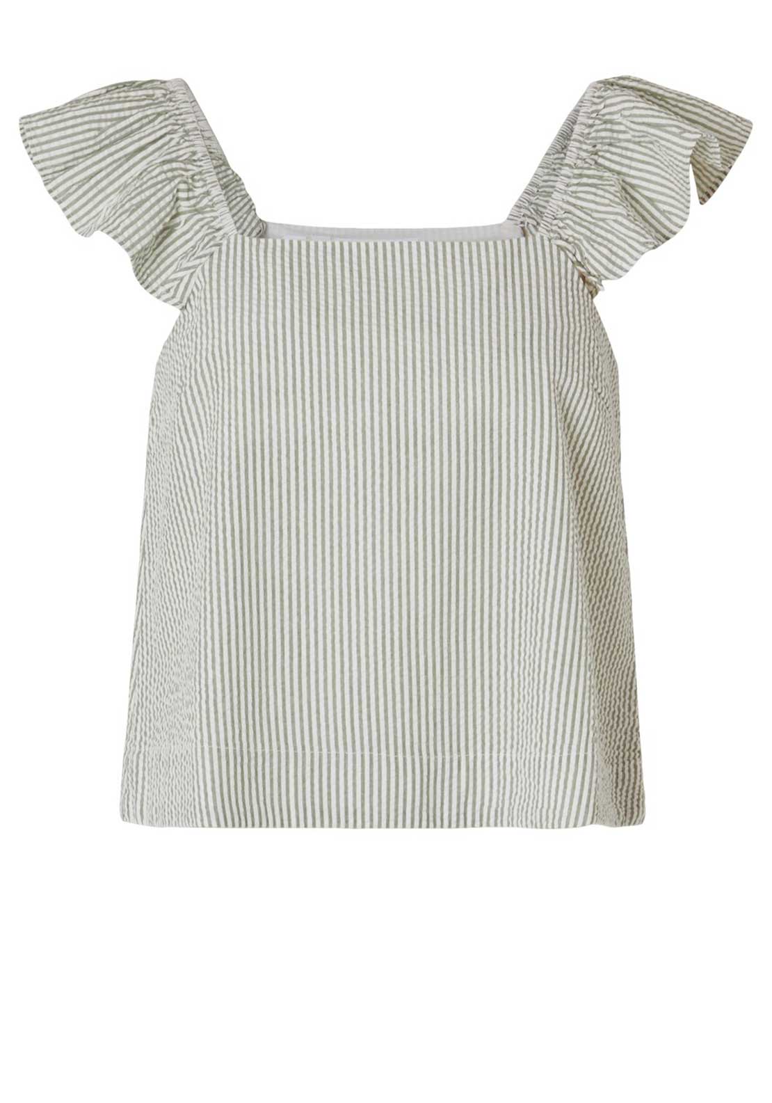 Alexia Striped Ruffle Short Sleeve Top
