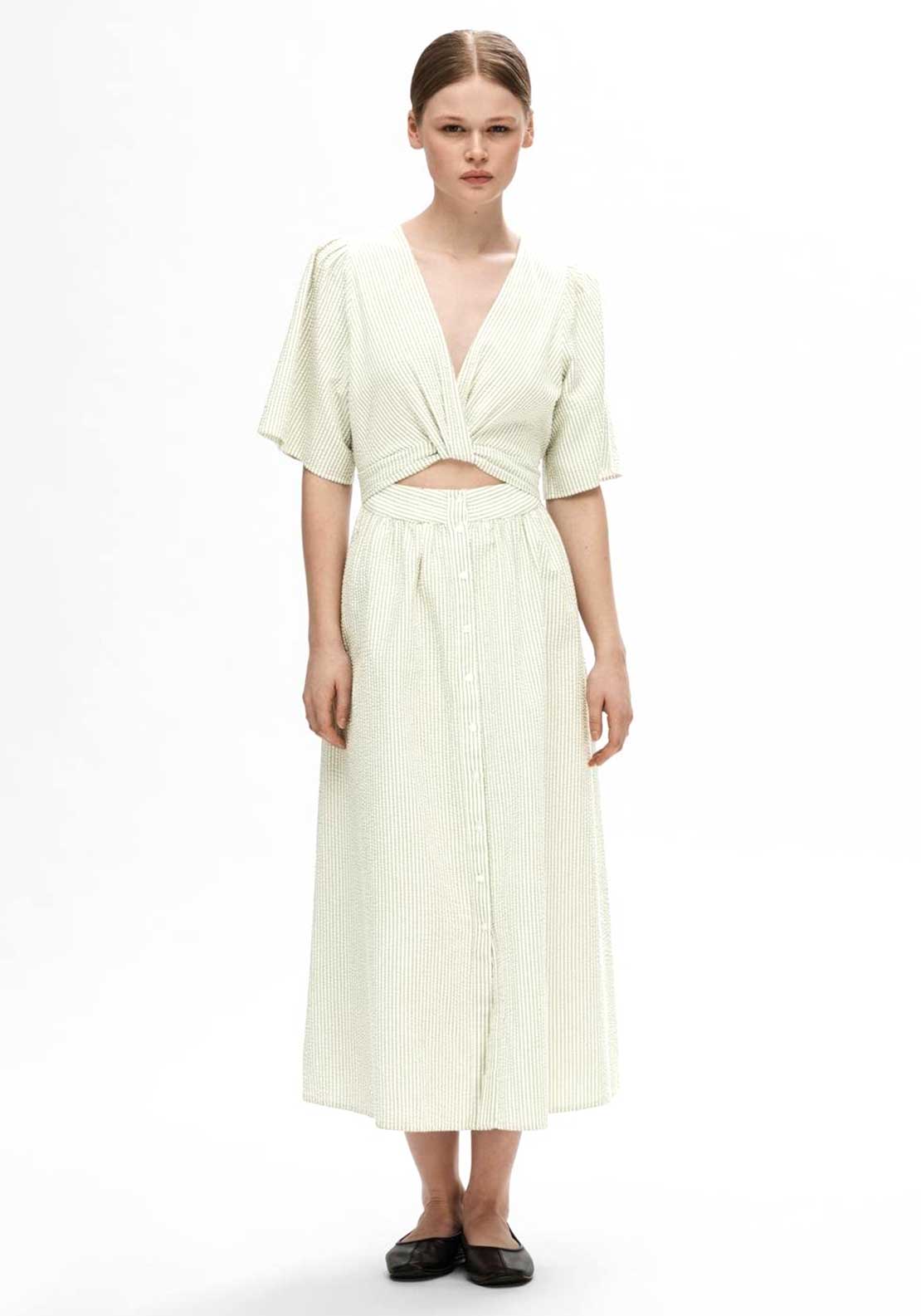 vittoria midi dress Selected Femme Vittoria Striped Midi Dress, Snow White & Sage
