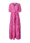 Selected Femme Cathi-Sadie Floral Embossed Maxi Dress, Phlox Pink
