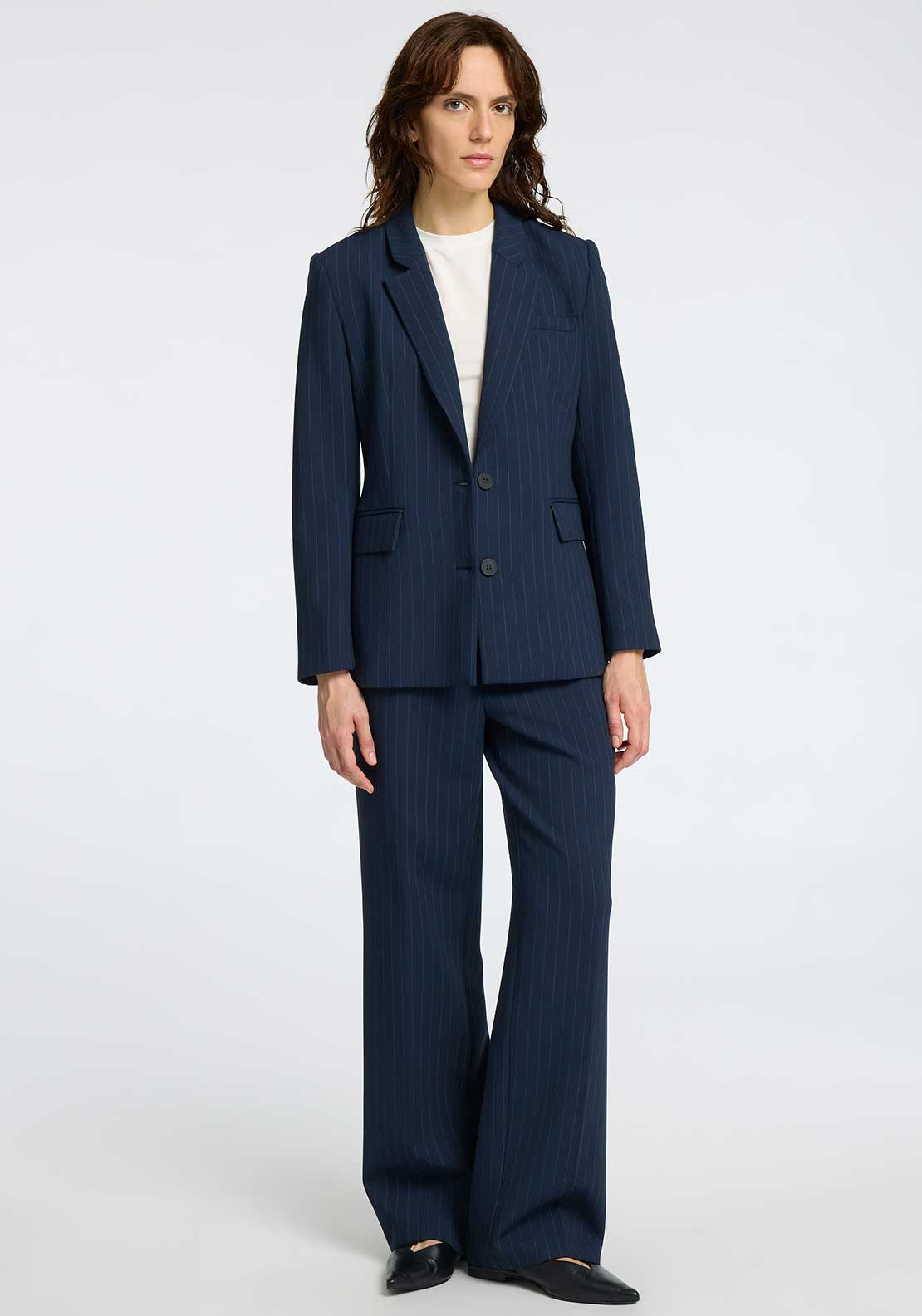 Selected Femme Rita Pinstripe Blazer, Navy