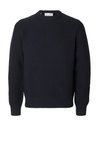 Selected Homme Knit Structure Crew Neck Jumper, Sky Captain