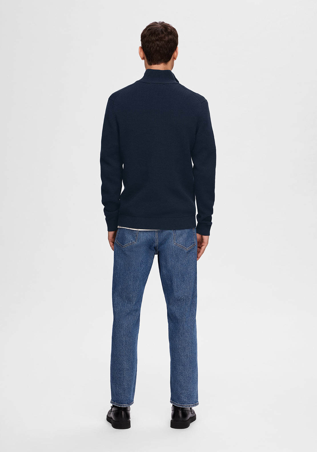 Selected Homme Dane Quarter Zip Knit Sweater, Navy