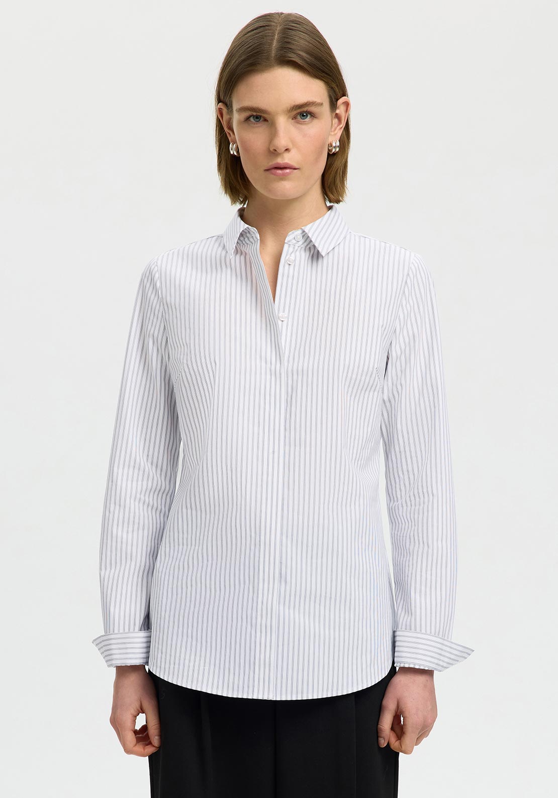 Selected Femme Romie Striped Shirt, White