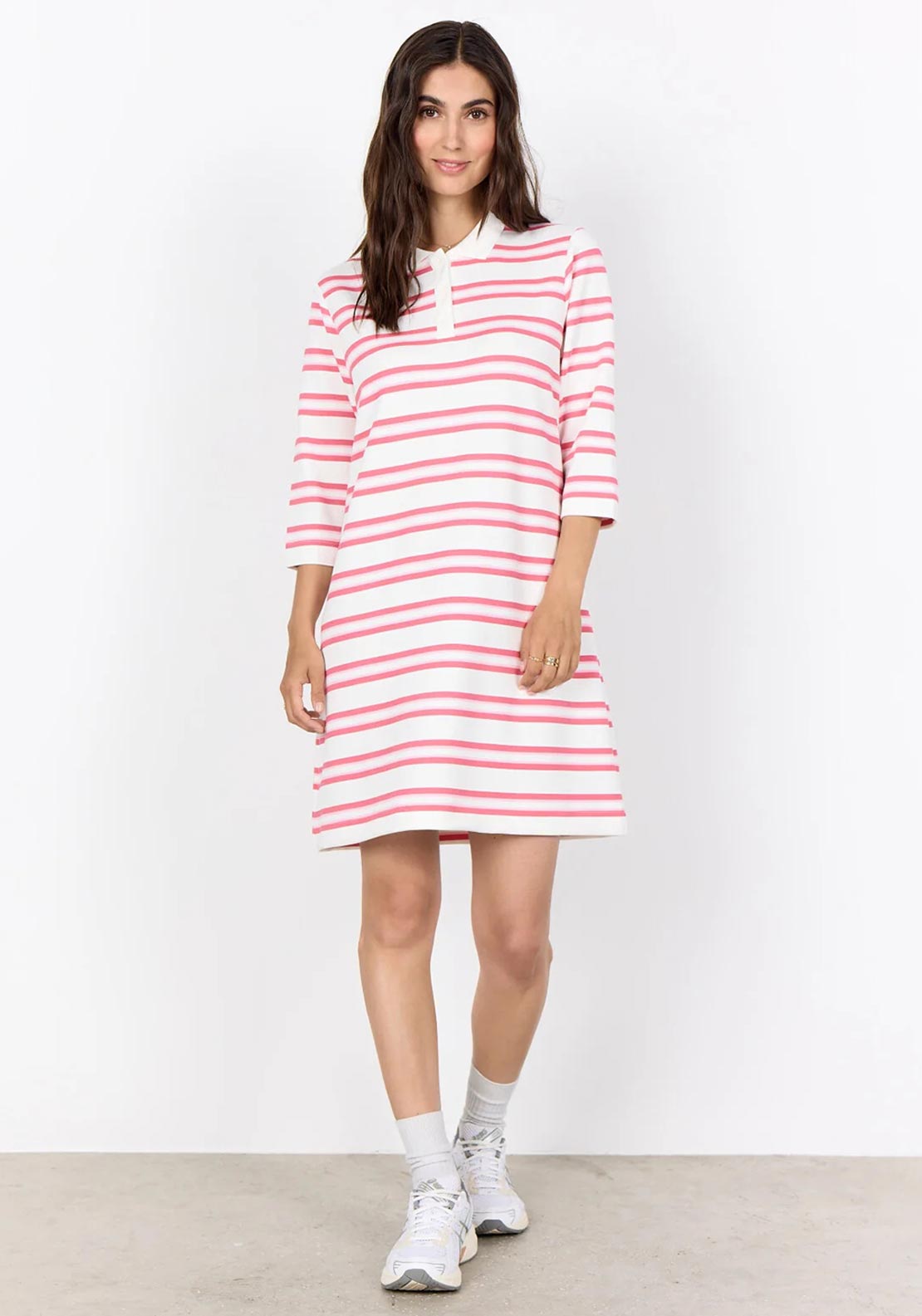 Soyaconcept Striped Jersey Shirt Dress, Pink
