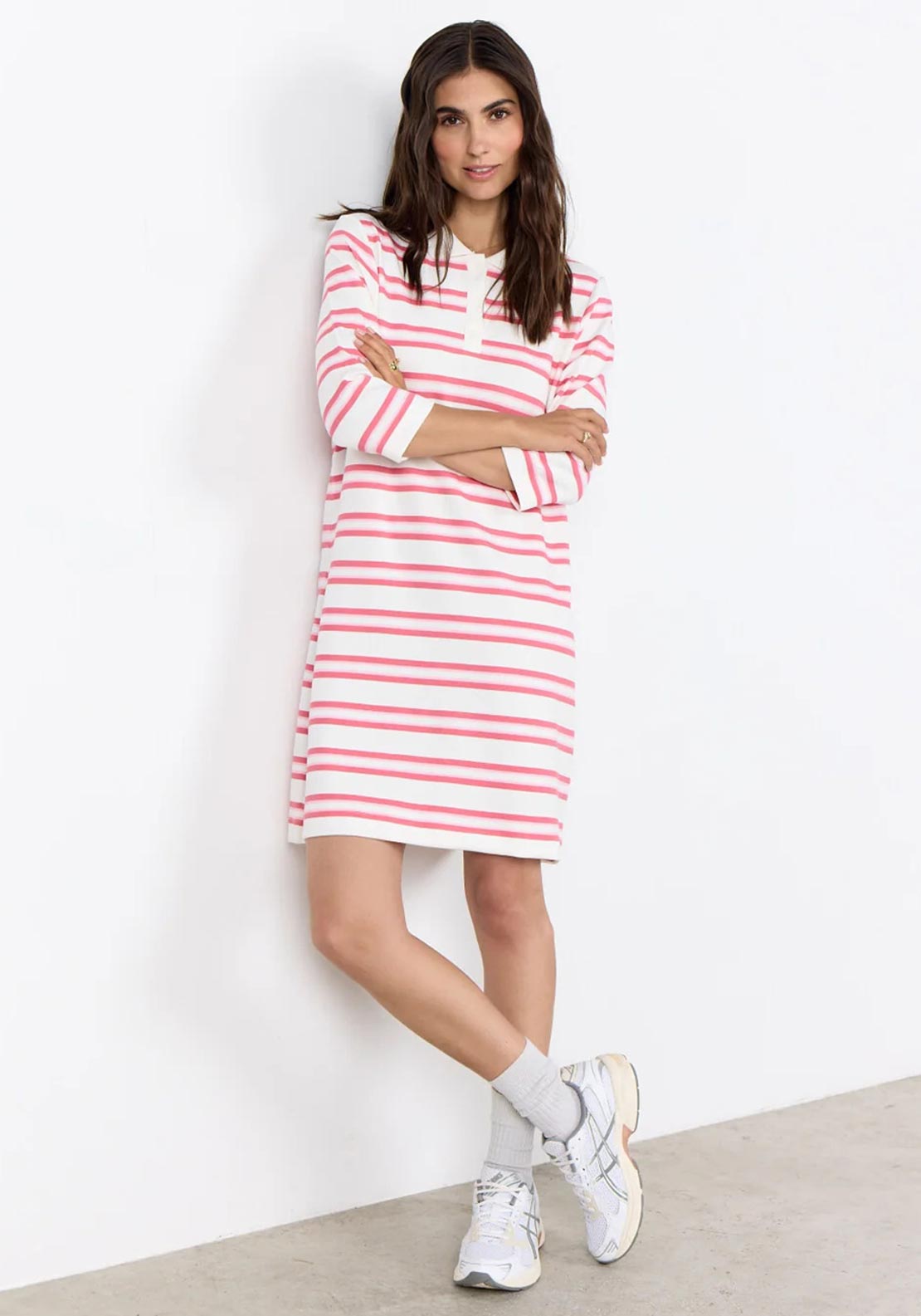 Soyaconcept Striped Jersey Shirt Dress, Pink