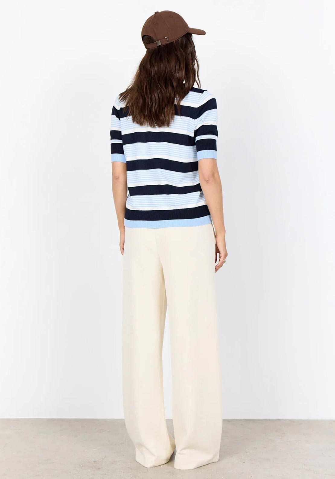 Soyaconcept Striped Button Up Cardigan, Blue Multi