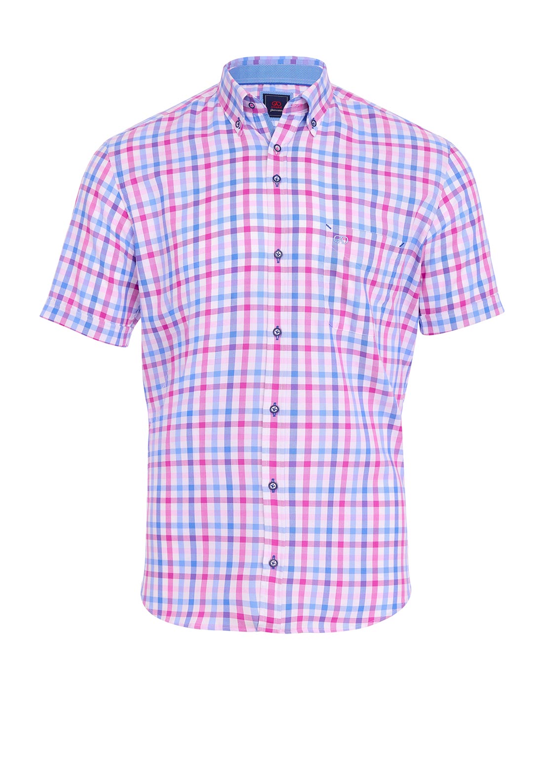 Andre Dee Check Short Sleeve Shirt, Pink & Blue Multi