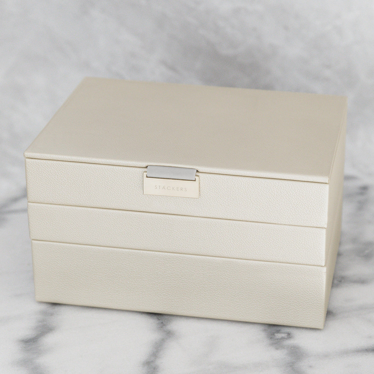 Stackers Medium Set of 3 Jewellery Box, Metallic Pearl
