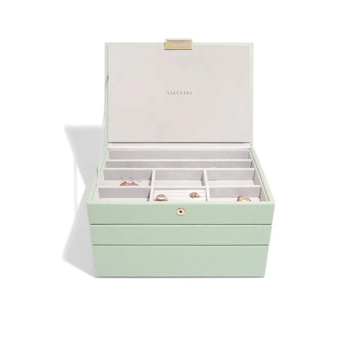 Stackers Medium Set of 3 Jewellery Box, Sage Green