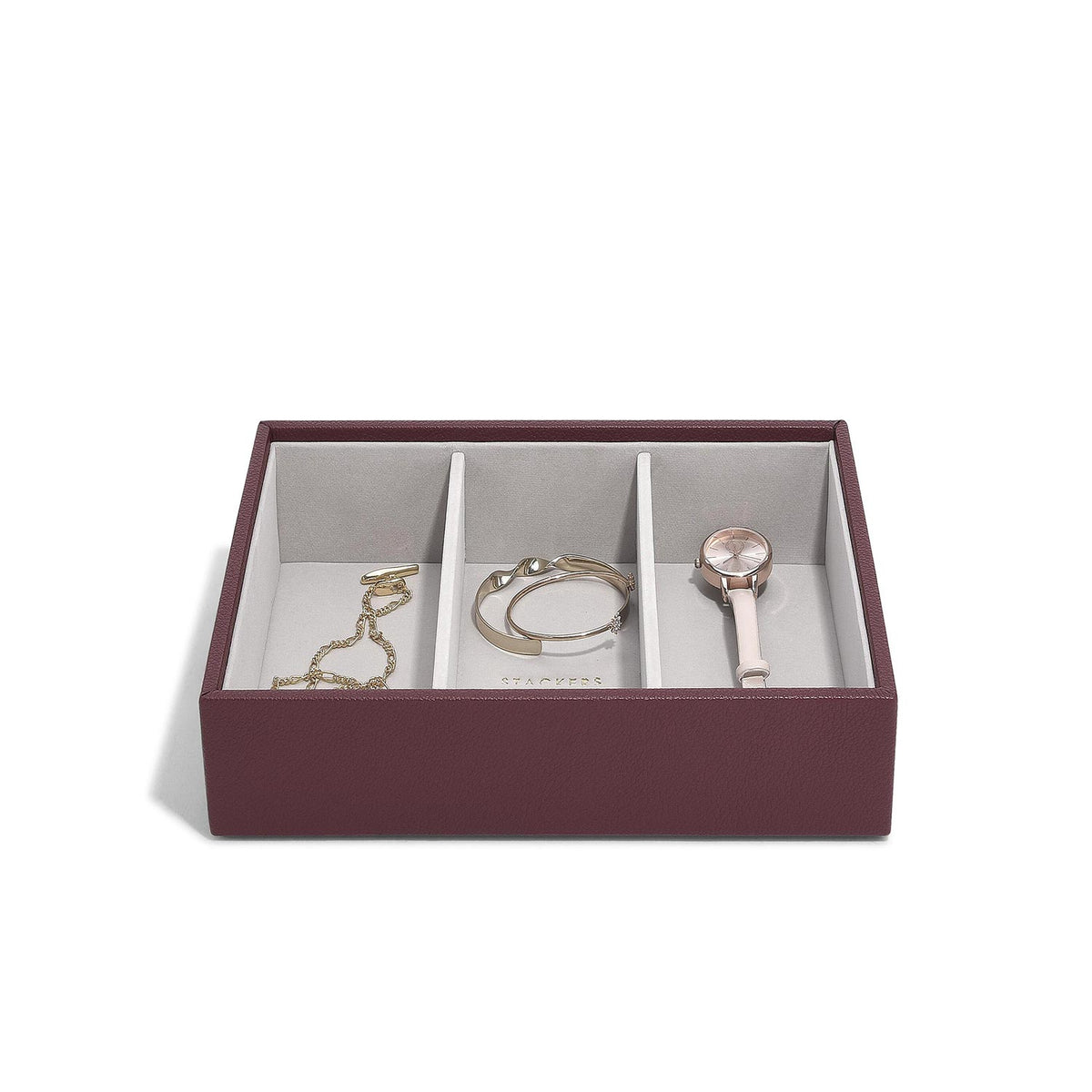 Stackers Medium Watch & Accessory Layer, Burgundy