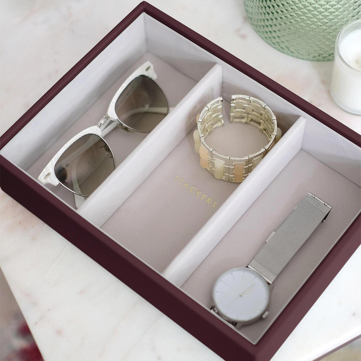 Stackers Medium Watch & Accessory Layer, Burgundy