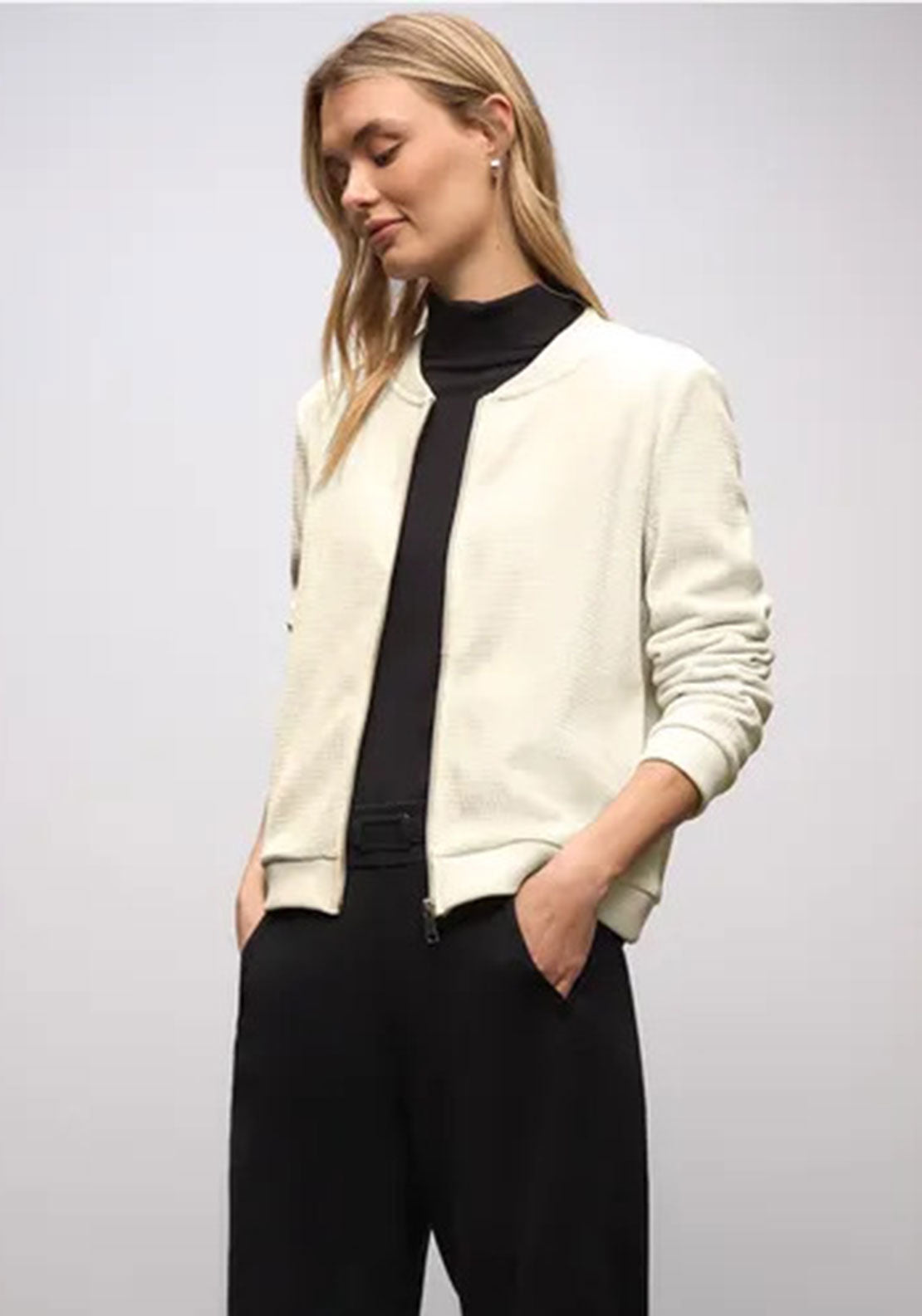 Street One Shimmering Textured Jacket, Cream