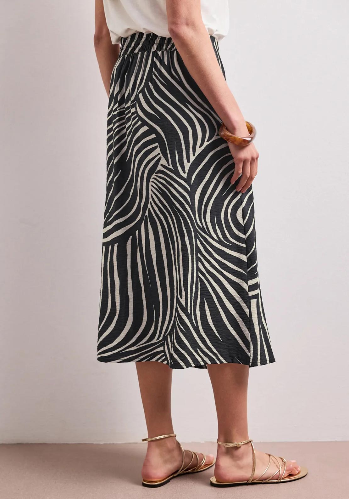 Street One Zebra Print Wrap Midi Skirt, Black