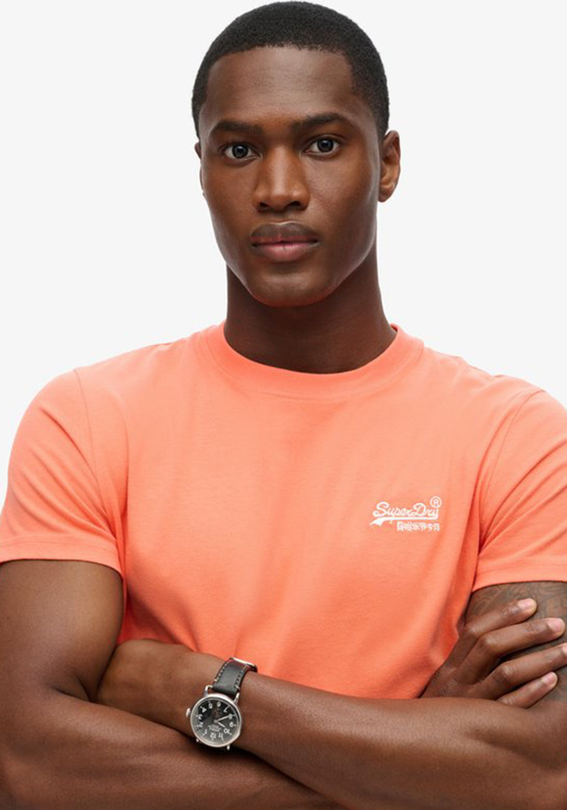 Superdry Essential Logo Embroidered T-Shirt, Sunburst Coral