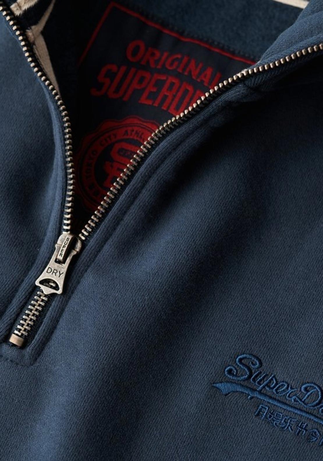 Superdry Essential Logo Half Zip Henley Sweatshirt, Lauren Navy
