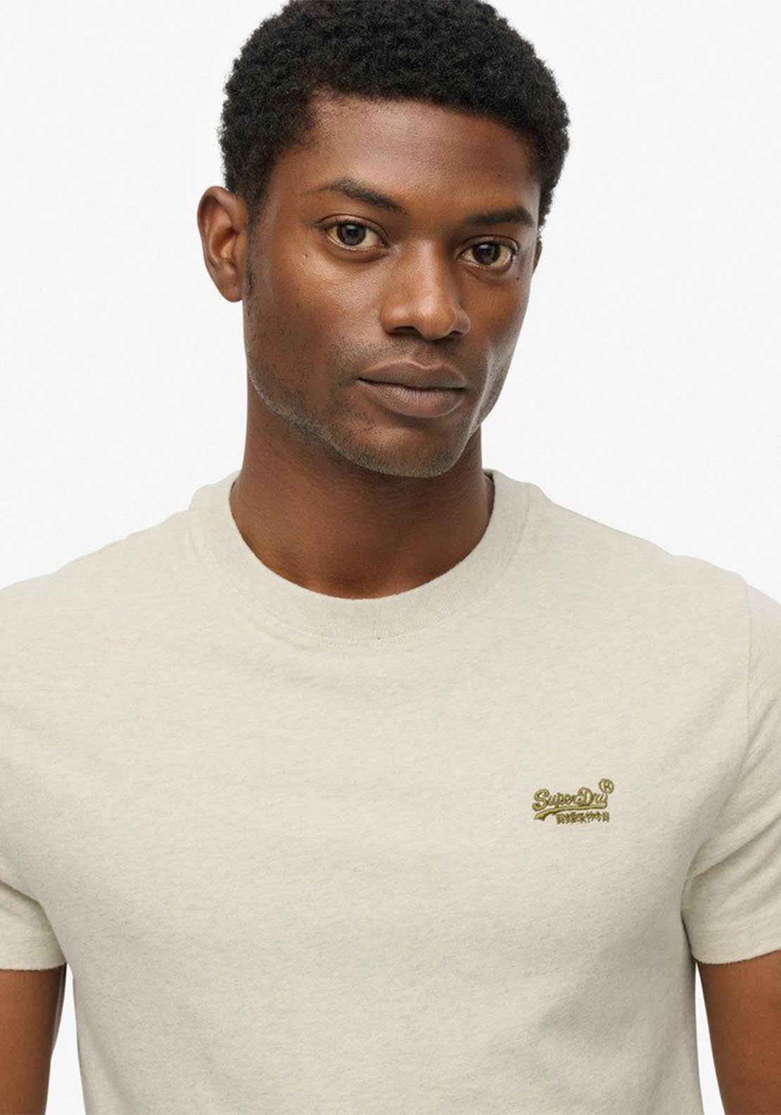 Superdry Essential Logo Embroidered T-Shirt, Straw Grey Marl
