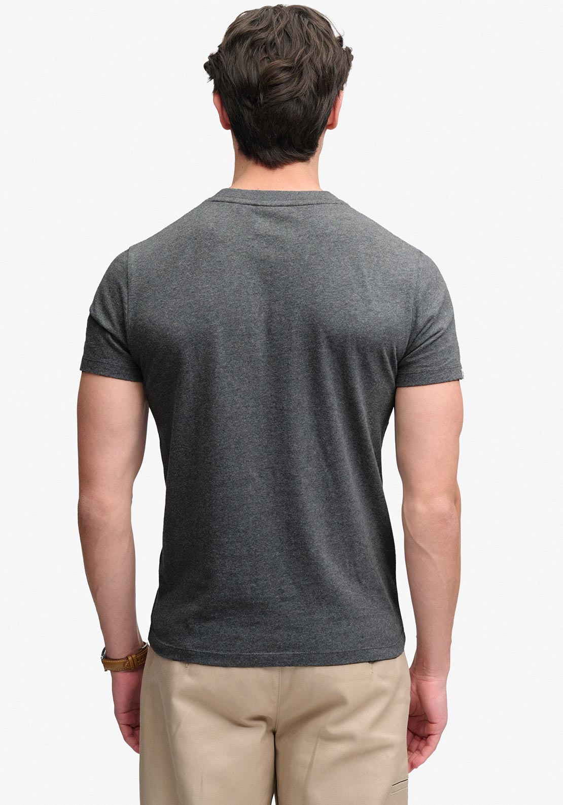 Superdry Essential Stacked Logo Embroidered T-Shirt, Stone Grey