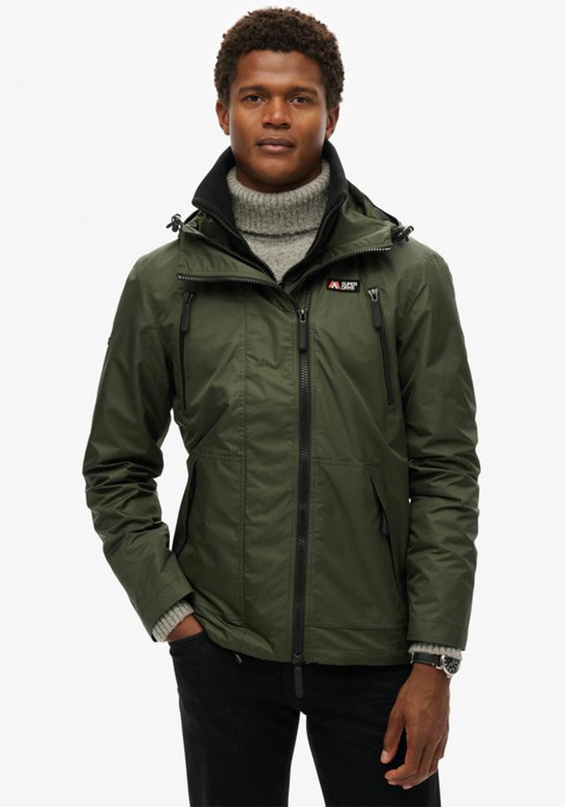 Superdry Hooded Mountain Windbreaker Jacket, Olive Green