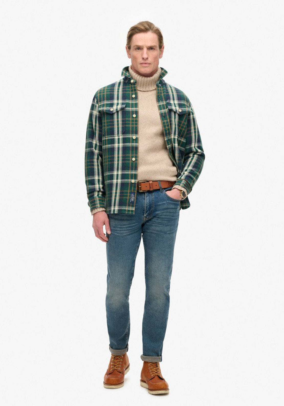 Superdry Merchant Heavy Checked Overshirt, Green