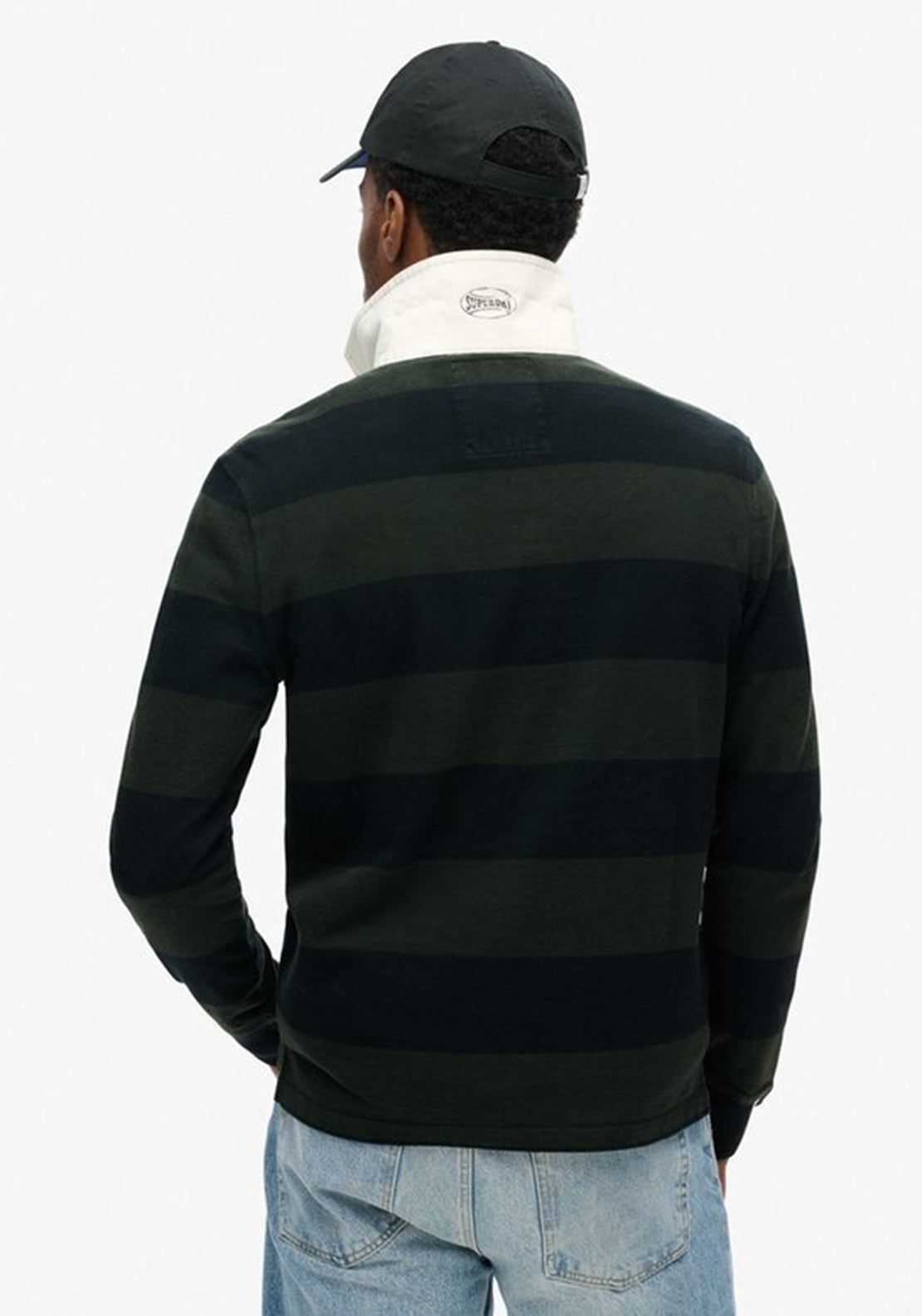 Superdry Vintage Athletic Rugby Polo Shirt, Dark Green & Black