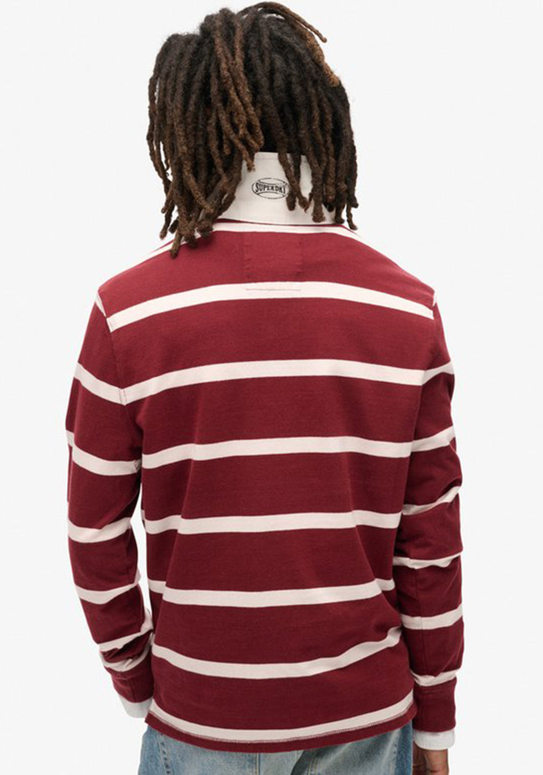 Superdry Vintage Athletic Rugby Polo Shirt, Rich Burgundy & Cream