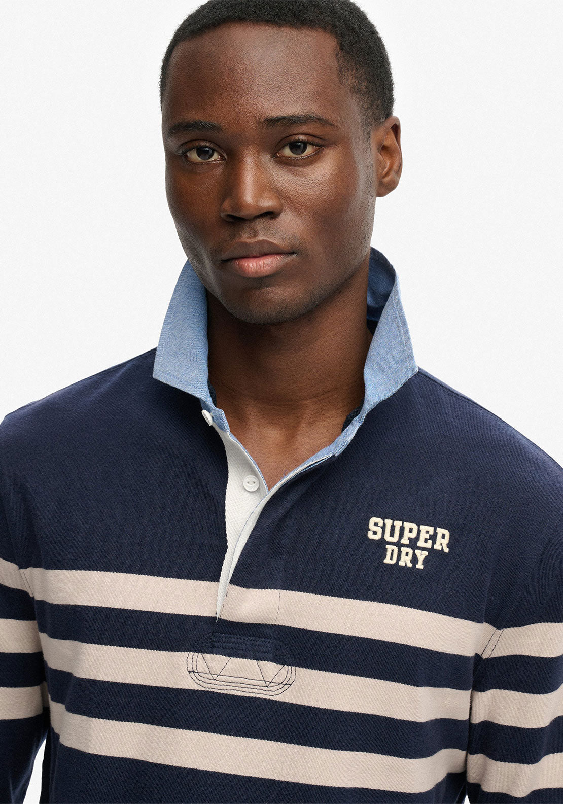 Superdry Vintage Chestband Rugby Shirt, Navy Multi