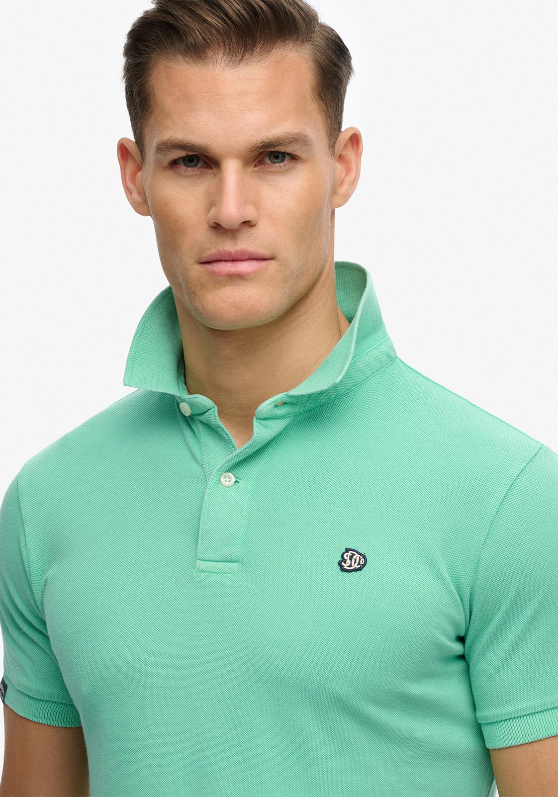 Superdry Vintage Destroy Polo Shirt, Spring Bud Green