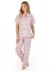 Slenderella Tropical Print Tailored Pyjama Set, Pink