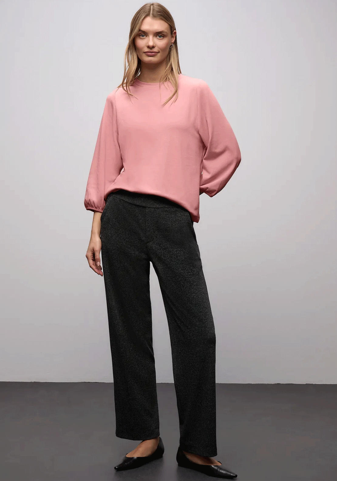 Street One Round Neck Cuffed Sleeve Top, Pink