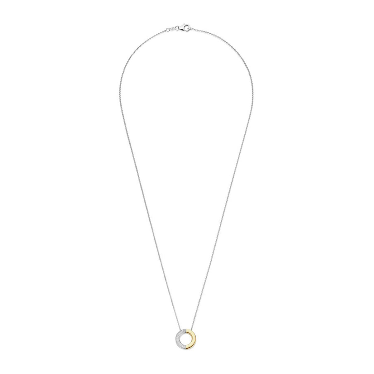 Ti Sento Contrast CZ Necklace, Gold & Silver