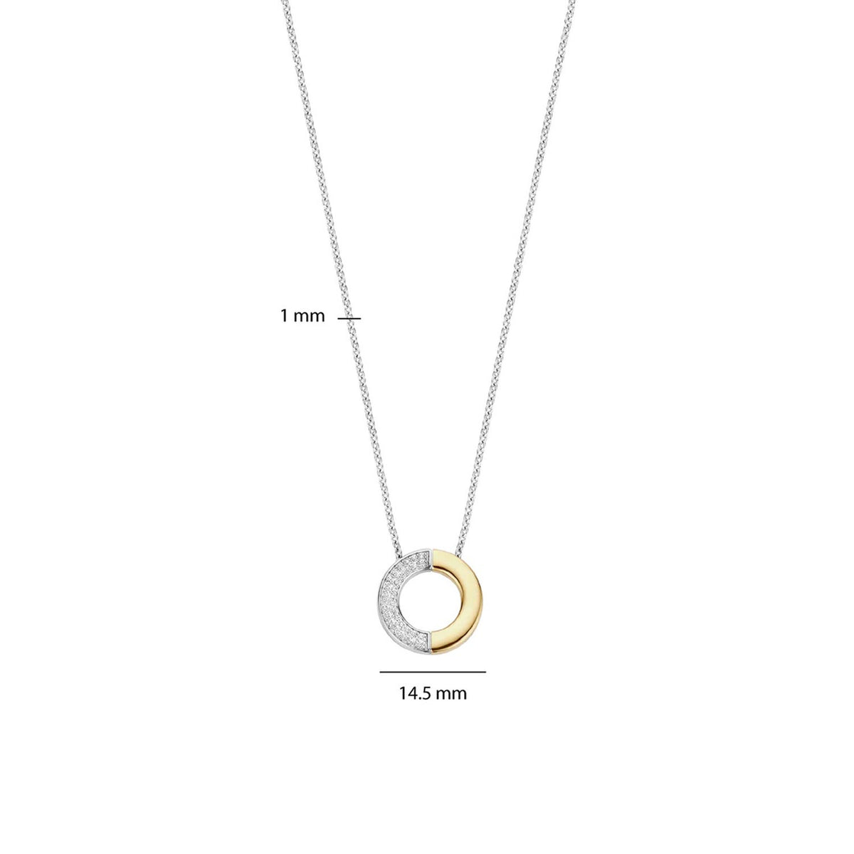 Ti Sento Contrast CZ Necklace, Gold & Silver