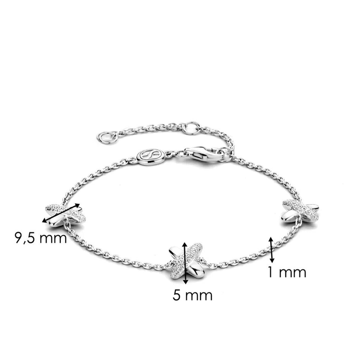 Ti Sento CZ Cross Bracelet, Silver