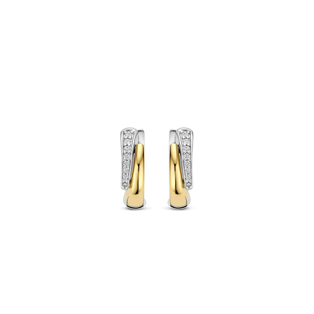 Ti Sento CZ Layered Hoop Earrings, Gold