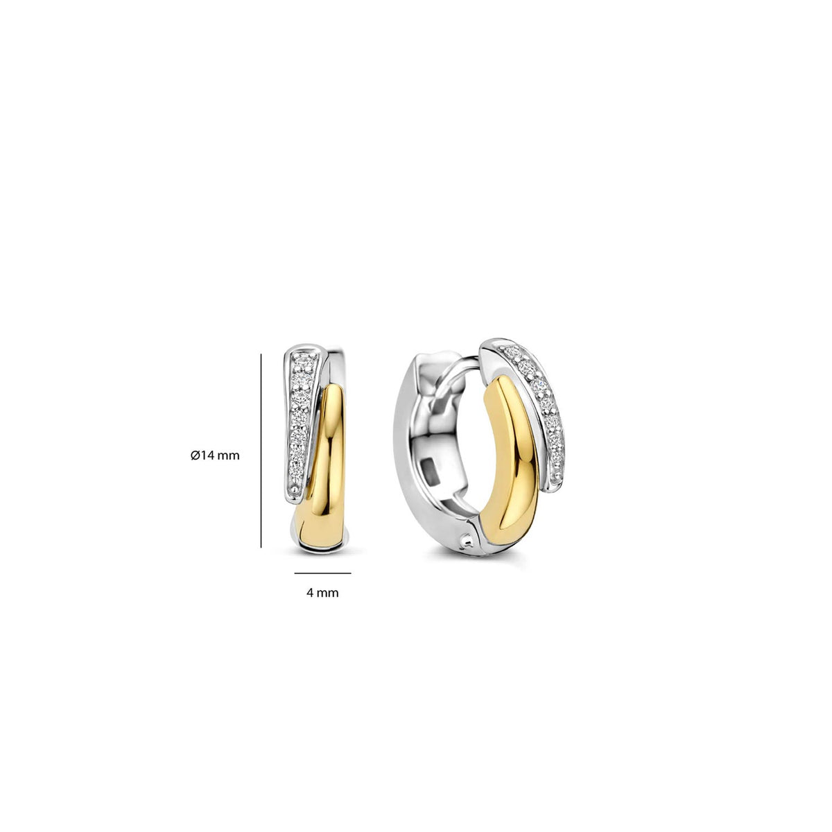 Ti Sento CZ Layered Hoop Earrings, Gold