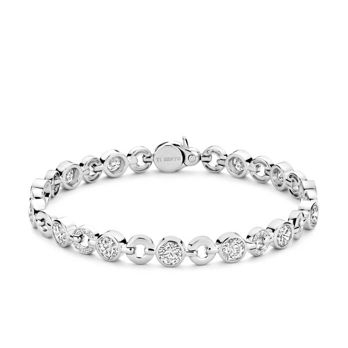 Ti Sento CZ Link Bracelet, Silver