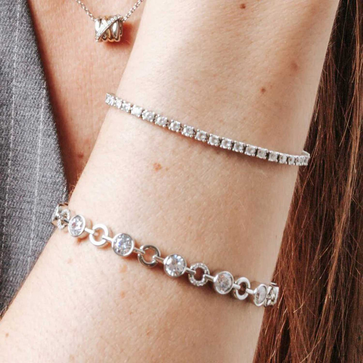 Ti Sento CZ Link Bracelet, Silver
