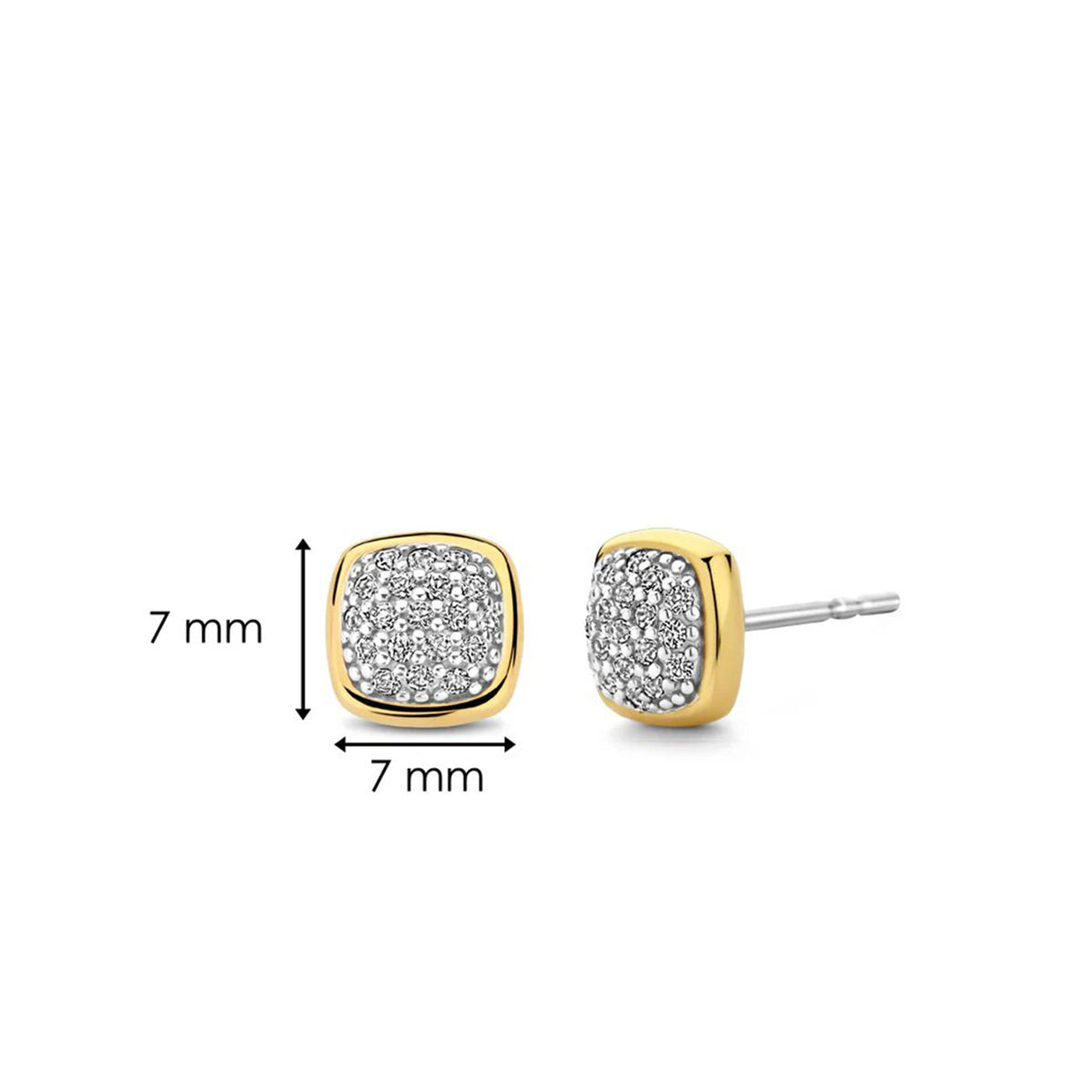Ti Sento CZ Pave Stud Earrings, Gold
