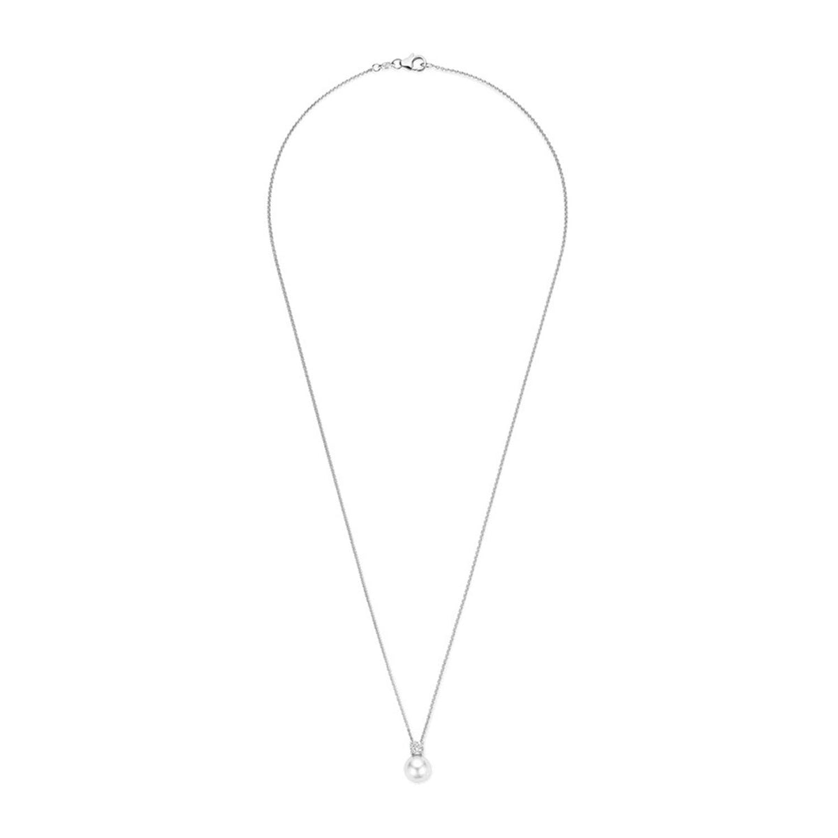 Ti Sento CZ & Pearl Necklace, Silver