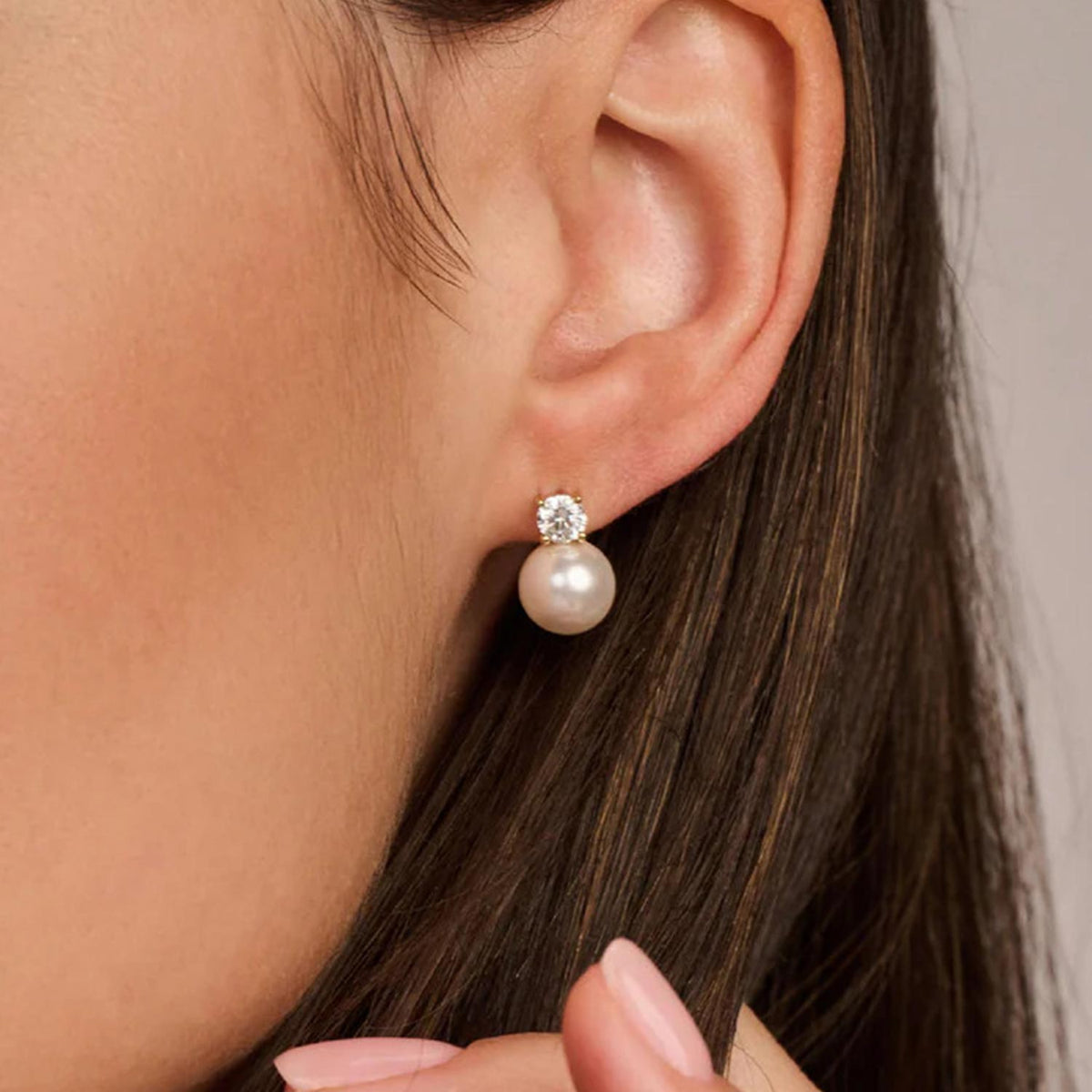 Ti Sento CZ & Pearl Stud Earrings, Gold