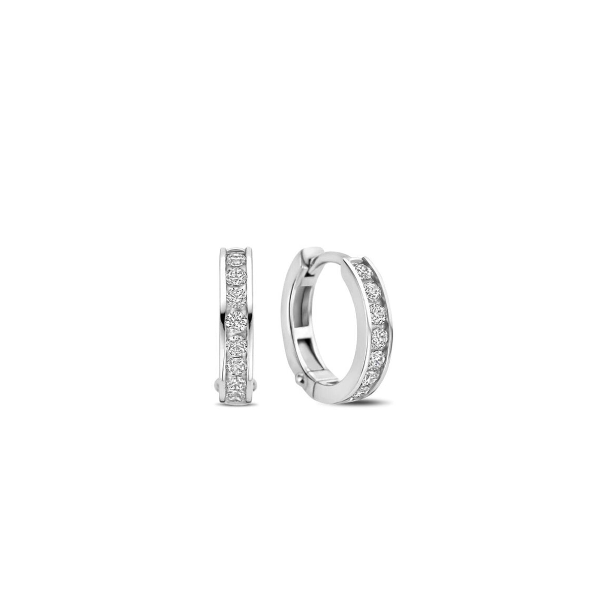 Ti Sento CZ Row Huggie Hoops, Silver