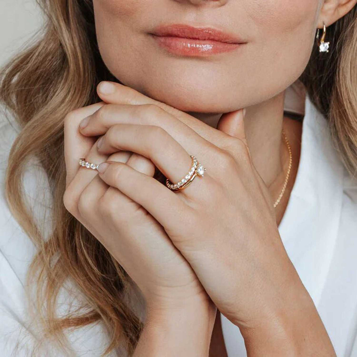 Ti Sento CZ Row Ring, Gold