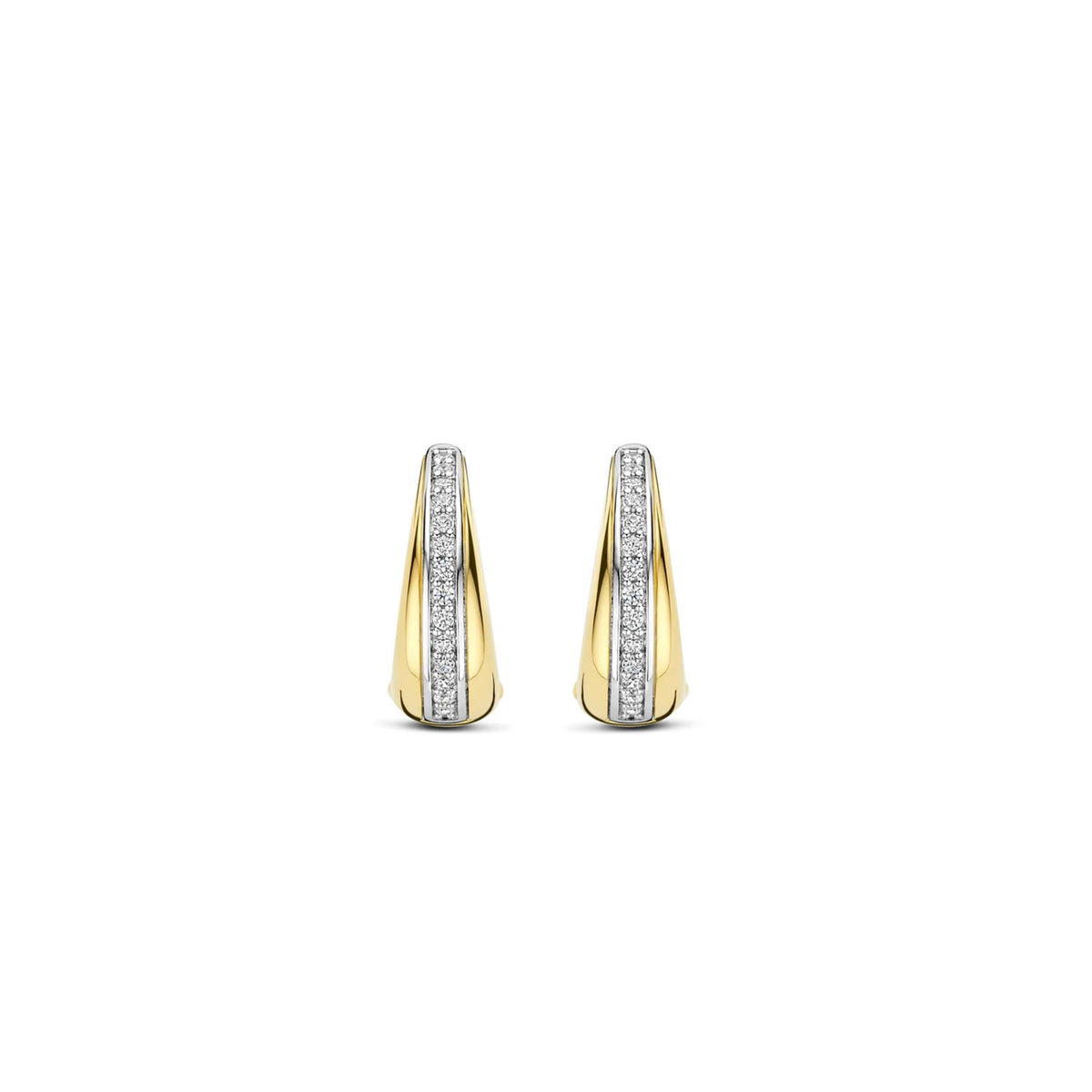 Ti Sento CZ Stripe Chunky Hoop Earrings, Gold