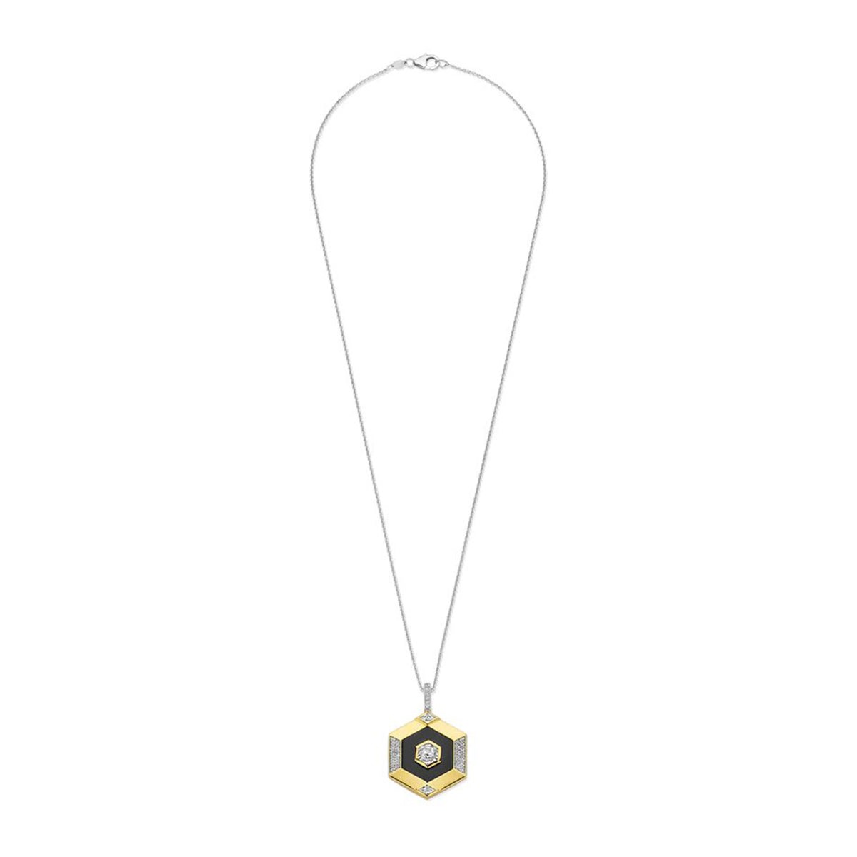 Ti Sento Geometric Pendant Necklace, Gold & Black