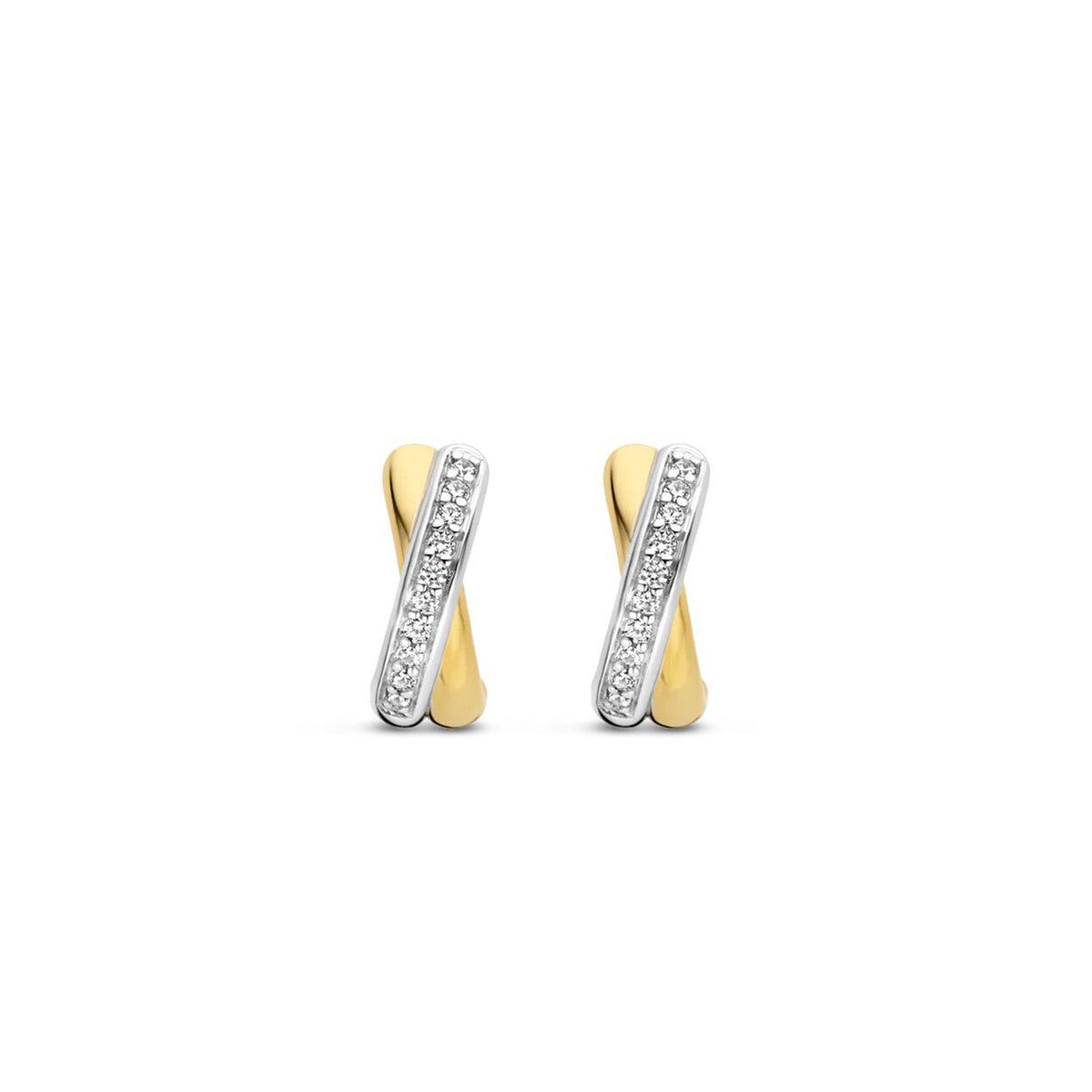 Ti Sento Infinity CZ Huggie Hoops, Silver & Gold