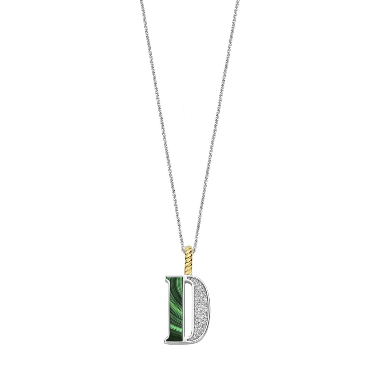 Ti Sento Initial Pendant Necklace, Silver & Malachite