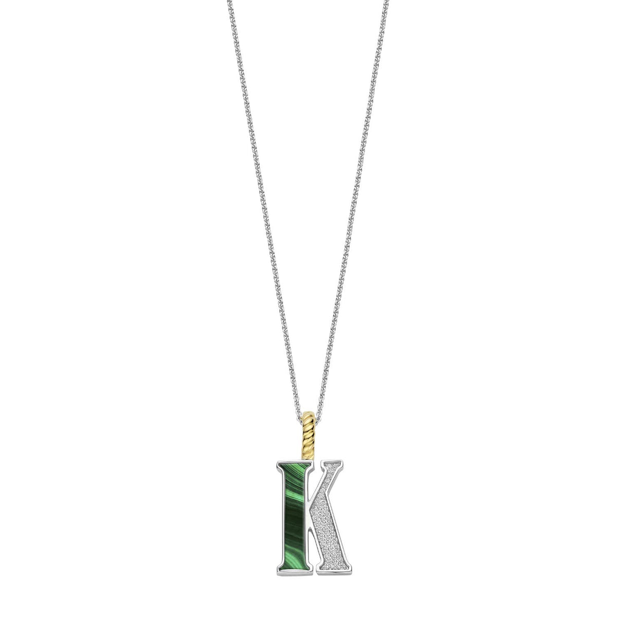 Ti Sento Initial Pendant Necklace, Silver & Malachite