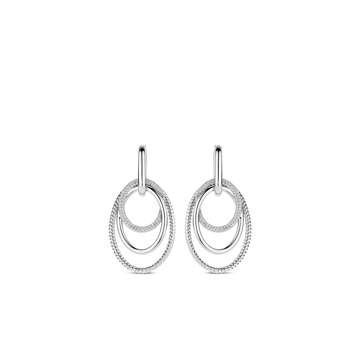 Ti Sento Layered Hoops Earrings, Silver
