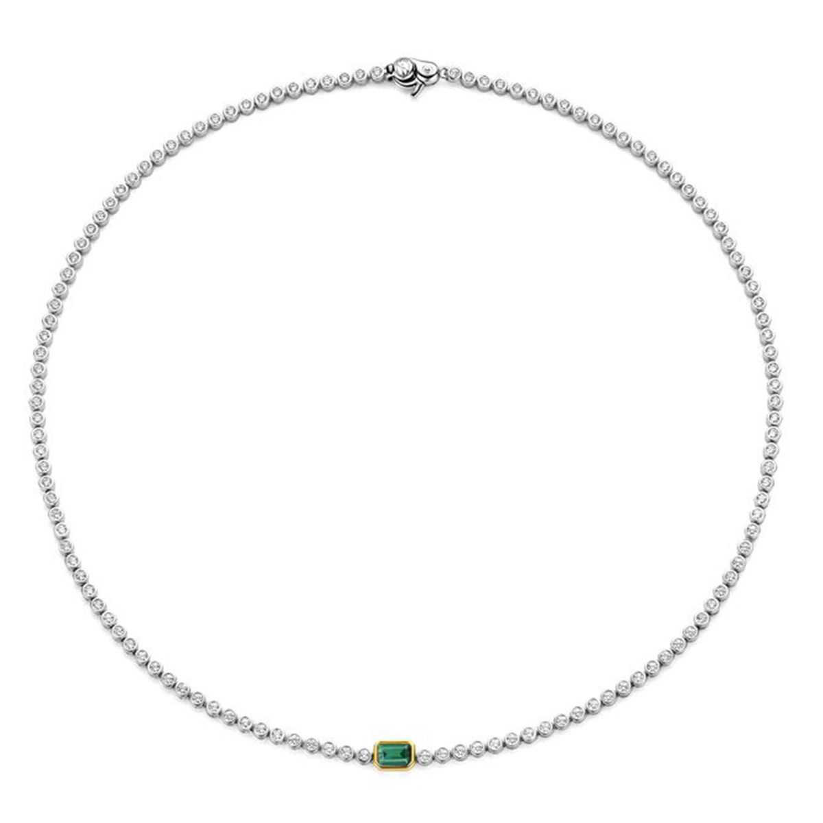 Ti Sento Malachite Tennis Necklace, Silver
